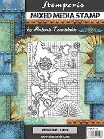 Vintage Map - Cling Stamp