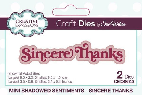 Mini Shadowed Sentiments Dies - Sincere Thanks