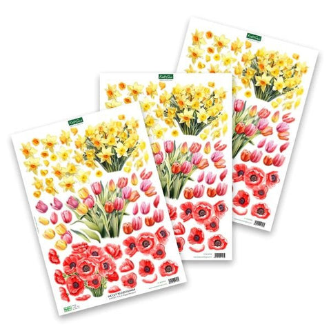 Die Cut Decoupage - Daffodil, Tulip & Poppy Bouquet