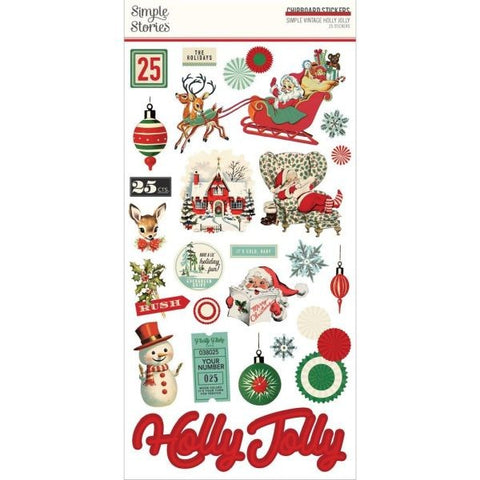 Simple Vintage Holly Jolly - Chipboard