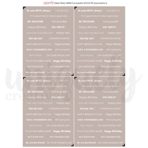 Dear Diary -  Cut-A-Part Sheet - Mini