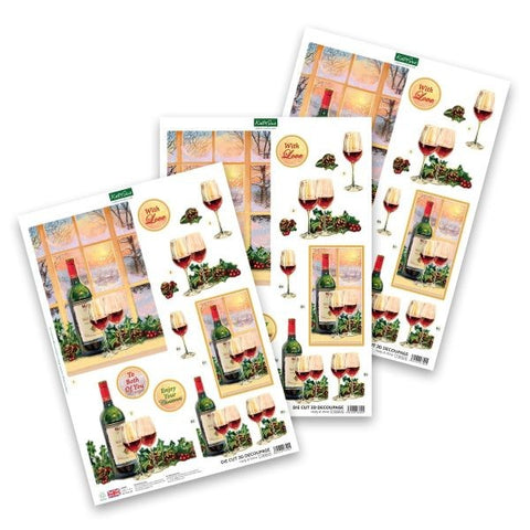Die Cut Decoupage - Holly & Wine