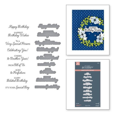 Teture & Foliage Collection - Birthday Wishes Sentiments BetterPress Plate & Die Set