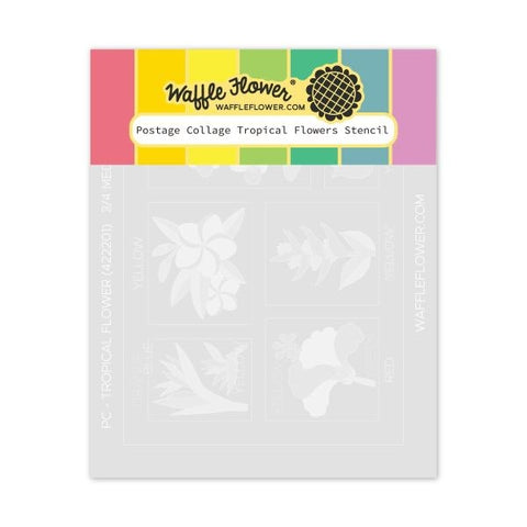 Postage Collage Tropical Flowers - Stencils