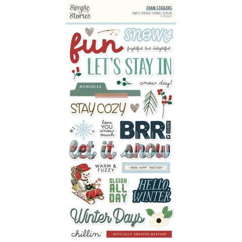 Simple Vintage Flannel Season - Foam Stickers