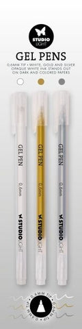 Gel Pens - White, Silver & Gold