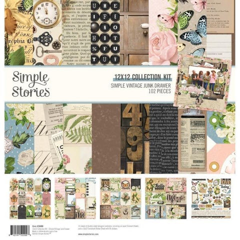 Simple Vintage Junk Drawer - 12x12 Collection Pack