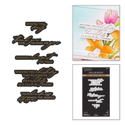 Bouquet of Hugs Sentiments Press & Foil Plate & Die Set