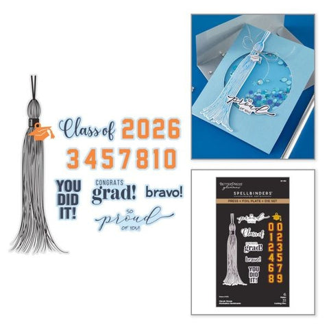 Classic Mouse Graduation Sentiments Press & Foil Plate & Die Set