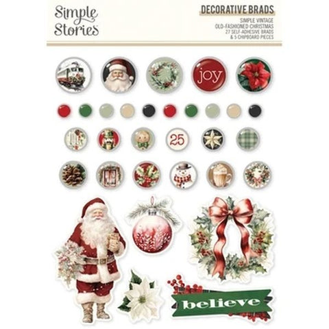 Simple Vintage Old-Fashioned Christmas - Decorative Brads