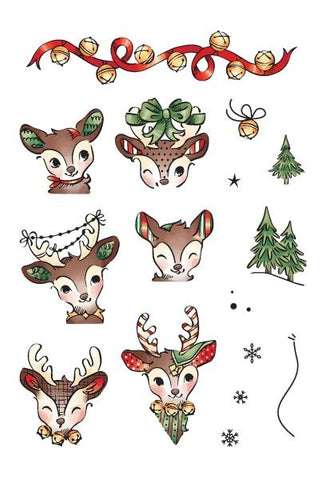 Patchwork Reindeer Games Postage Collage - Clear Stamps