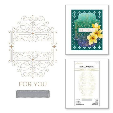 Four Petal Collection - Fourl Petal Scroll Label Glimmer Hot Foil Plate & Die Set